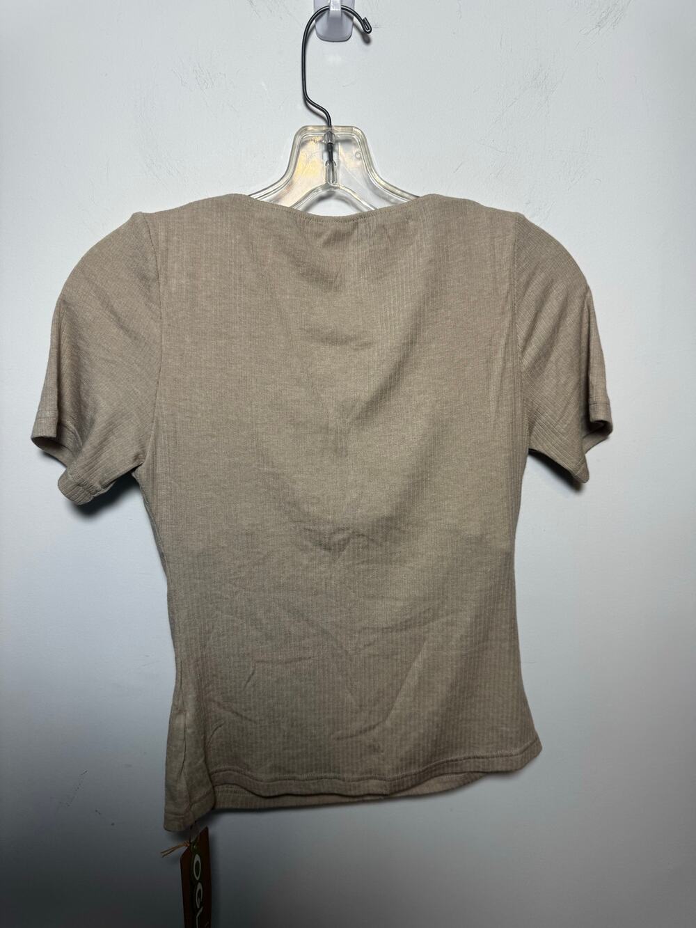 Brand New OGL Women's Size Medium Beige Short Sleeve Shirt Top